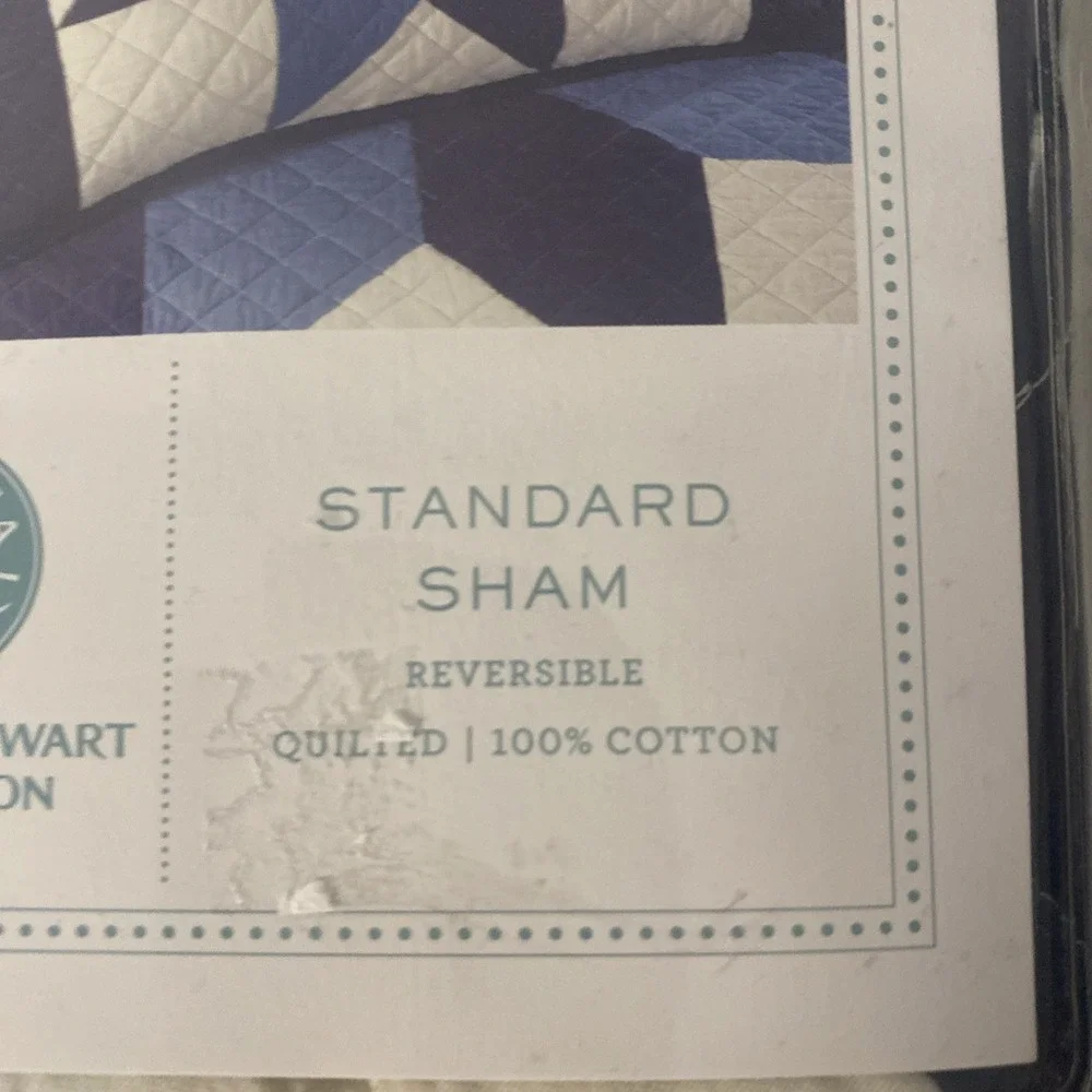 New - Martha Stewart Collection Quilted Geo Diamond Star Standard Sham